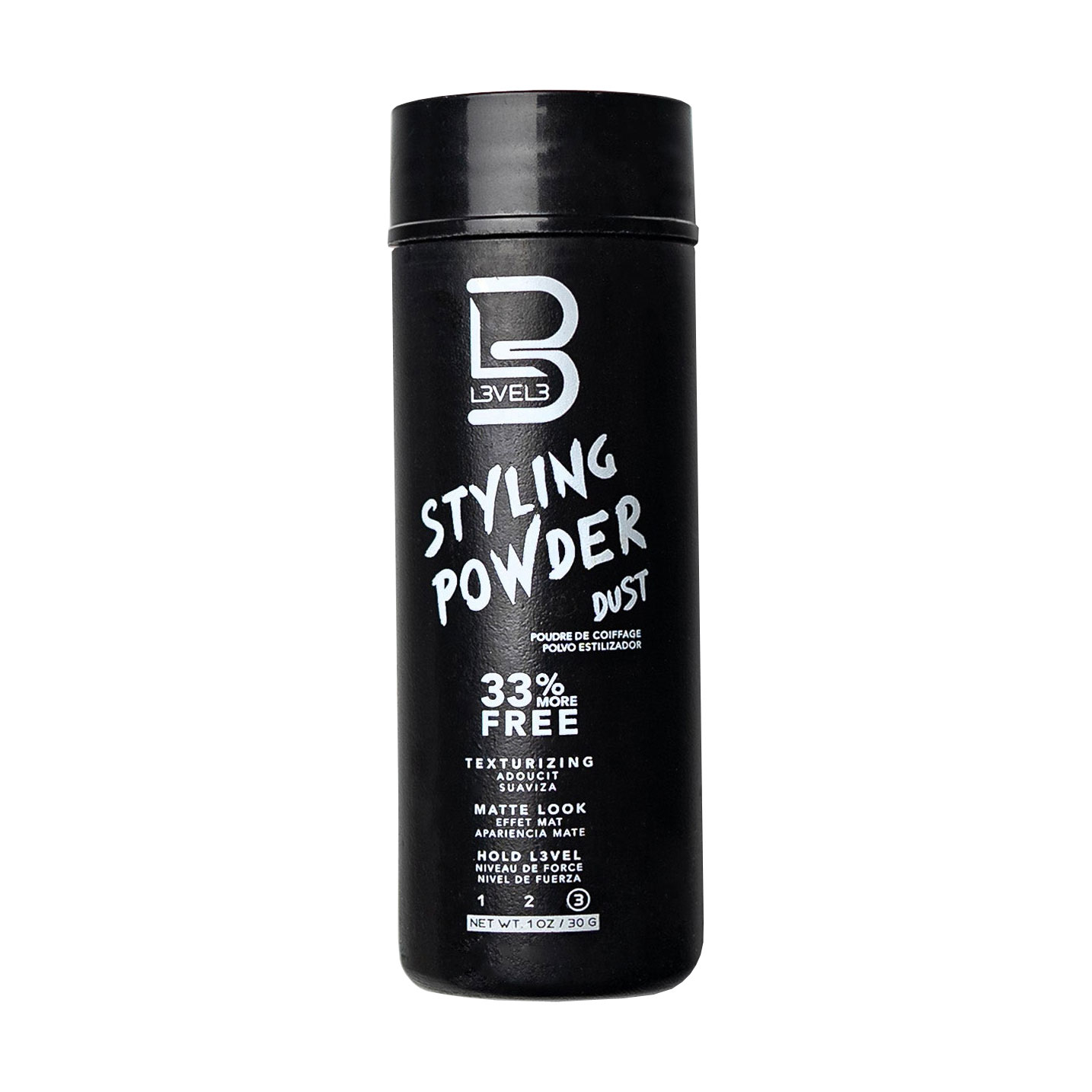 Пудра для укладання волосся Level3 Styling Powder Dust чорна, сильної фіксації, 30 г